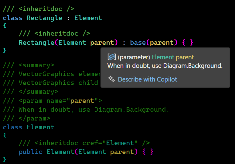 Tooltip showing doc inherited via cref