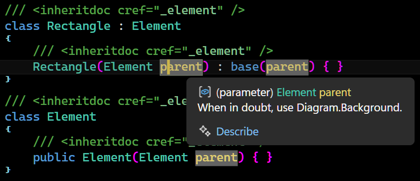 Cleaned code devoid of documentation clutter using inheritdoc cref links